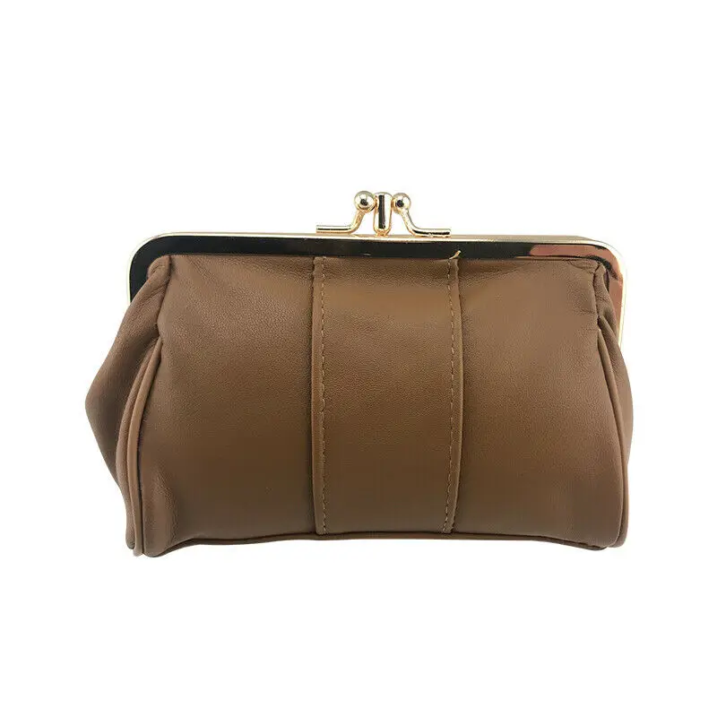 0180light brown BELLO TUTTI, Женский кошелек из натуральной кожи, Одноцветный Кошелек для монет, кошелек с замком поцелуя, кошелек из овечьей кожи, держатель для карт, кожаный кошелек - Цвет: 0180light brown