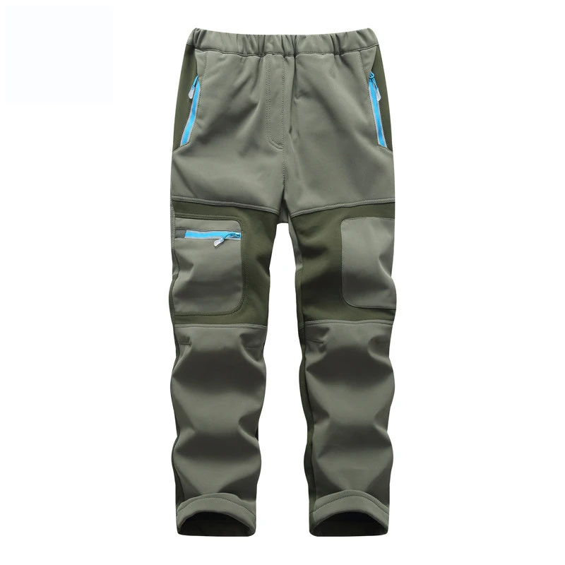 Army green Лыжные штаны, Детские брендовые штаны для мальчиков и девочек, новинка года, спортивные ветрозащитные водонепроницаемые теплые зимние детские штаны для сноуборда - Цвет: Army green