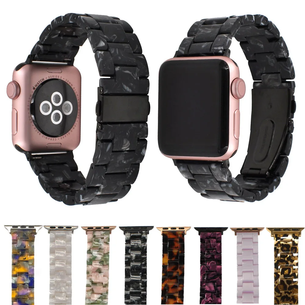 Ремешок из смолы для Apple Watch, ремешок серии 3, 2, 1, iwatch серии 5, 4, 42 мм, петля 38 мм, сменный Браслет 40 мм, 44 мм, аксессуары на цепочке