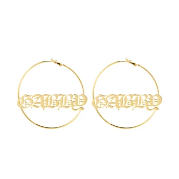 

Zciti Custom Name Hoop Earrings Stainless Steel Personalized Custom Name Cricle Earrings For Women Round 3 Color Earrings