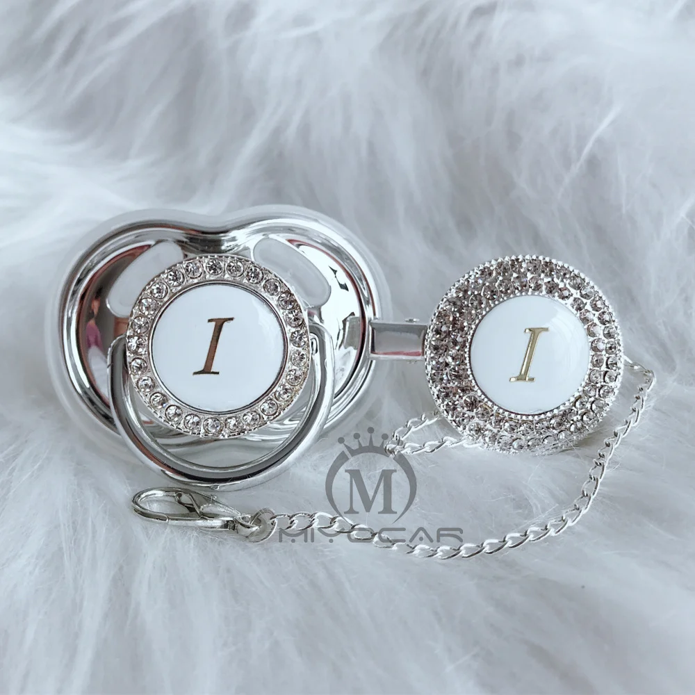 Chupeta e Chupeta Bling Bonito Clipe Conjunto Nome Iniciais Letra i Original Bpa Livre Manequim Design Exclusivo li 7 conjunto nome iniciais letra i original bpa