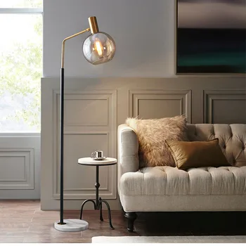 

Nordic LED floor lamp multicolor glass living room sofa bedside reading floor lamp copper color lamp body glass lampshade