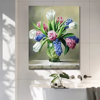 

Vase Plant Flower Home Corridor Decoration Transparent Paint by Number Diy Hand Painted European Painting by Numbers Art Europe