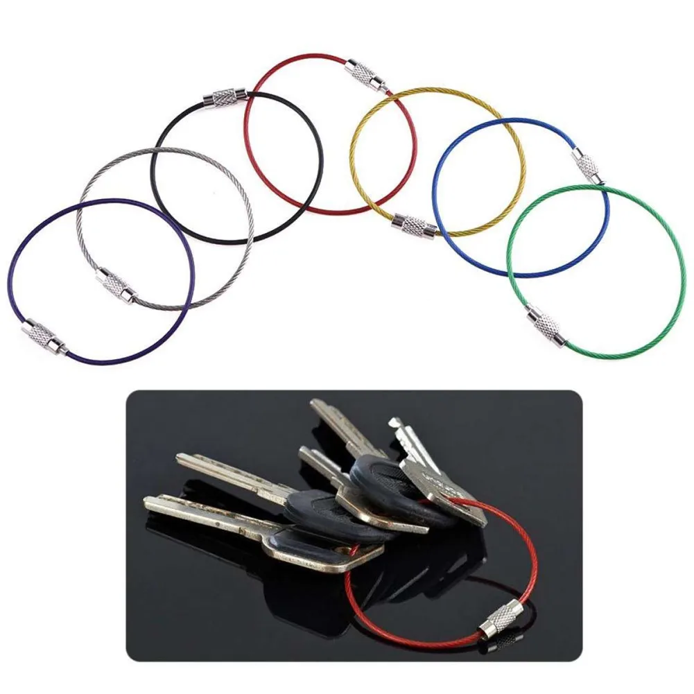 7Pcs Stainless Steel Wire Rope Key Ring for Hanging Luggage Tag Keyrings and ID Keepers 150MM WHShopping | Спорт и развлечения