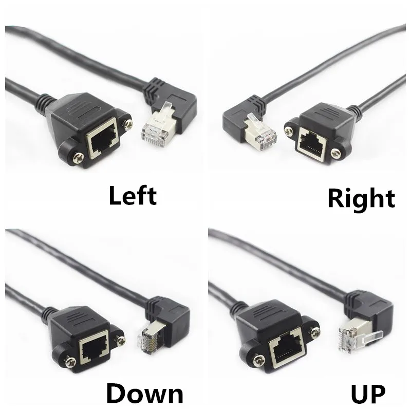 

60cm UP Down Right Left Angled 90 Degree 8P8C FTP STP UTP Cat5 RJ45 with screw Lan Ethernet Network Extension Cable 1ft 0.3m