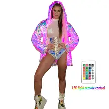 Ohlees женский Disfraz костюм для выступлений светодиодный пальто с блестками для Хэллоуина, вечерние, рождественские, карнавальные