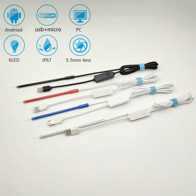 

5.5mm borescope camera for android endoscope waterproof snake inspection tube camera visualizer usb port cleaner pipe camera