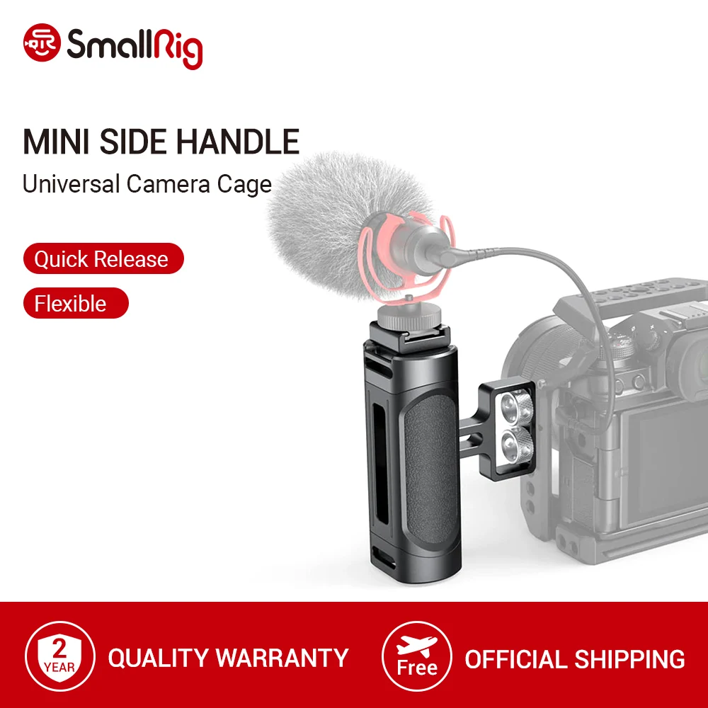 

SmallRig Mini Side Handle For Universal Camera Cage Featuring Two 1/4" Thread Holes With 18mm Distance On The Side - 2916