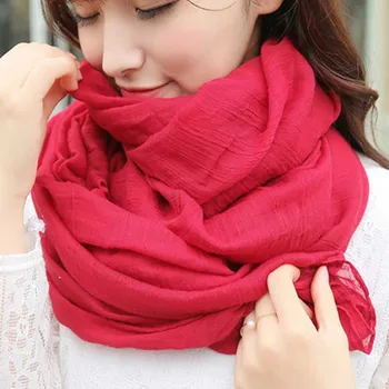 

2020 Women Autumn Winter Scarf Pashmina Cape Luxury Warm Solid Linen And Cotton Fashion Female Multi-purpose Shawl