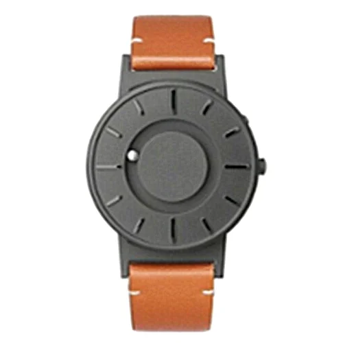 Gray Brown Leather Новые часы с магнитным шаром, мужские креативные брендовые Роскошные мужские часы, кварцевые часы с магнитом, повседневные наручные часы из нержавеющей стали - Цвет: Gray Brown Leather