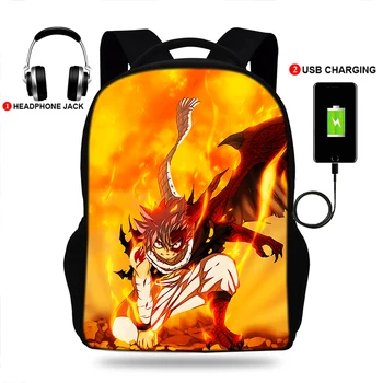 

17inch Fairy tail College Backpack USB Charger Schoolbag for Laptop Backpacks for Teenage School Bag Boys&Girls