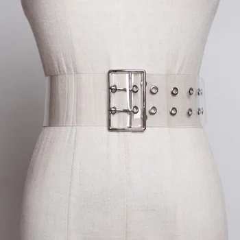 

2020 Fashion Wide Belt Stylish PVC Transparent Belt Solid Corset Belt Trendy Waistband Female New Design Belts For Women ZK630