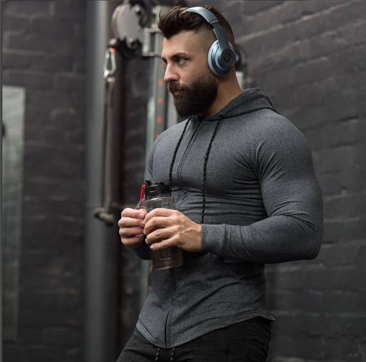 

Autumn Bodybuilding Hoodie Men's Fitness Wear Sweatshirt Long Sleeve Cotton Fitness Pullover Men's Jacket