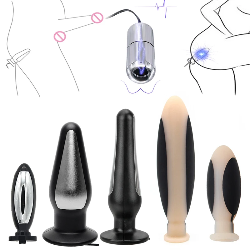 Taser Electro Stimulation Massage Masturbation Pulse Anal Butt Plug Penis Ring Nipple Sucker Clamp Massage Gloves/Pad E-stim Toy