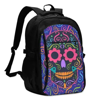 

Bags School Bags For Boy Girl TeenagerSkull With Flower Eyes USB Charge Computer Laptop Back Pack