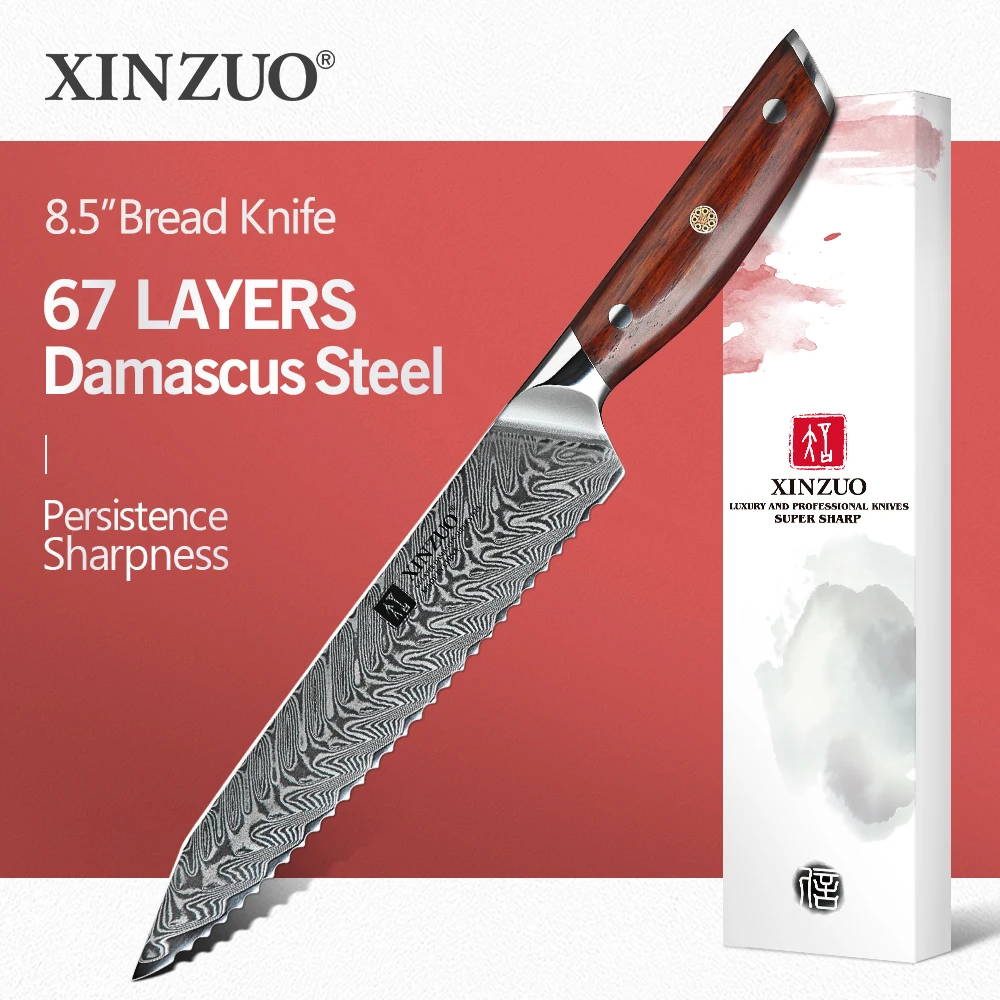 XINZUO 8 5 &quotдюймовый нож для хлеба 67 слоев дамасской кухни ножи из японской стали VG10