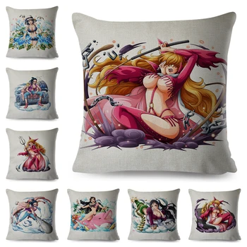 

One Piece Beautiful Sexy Girl Pillow Case 45*45 cm Cushion Cover for Sofa Home Car Chair Decor Japan Anime Linen Pillowcase