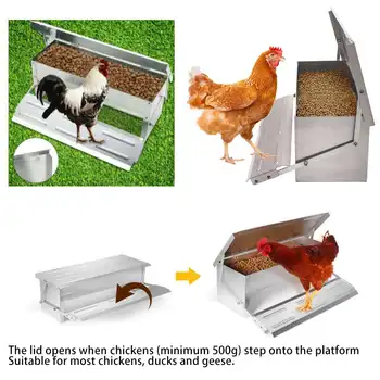 

Chicken Feeder Automatic Heavy Chicken coop feeding Supplies Poultry Farm Animal Chicken open treadle feeder Rain-proof 8.2L