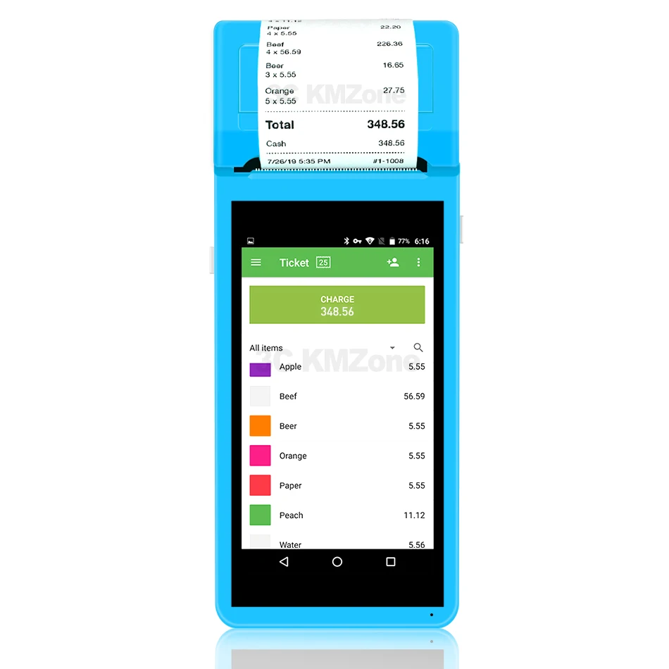 Bluetooth pos-терминал для Android Wifi беспроводной Встроенный термопринтер 58 мм сканер штрих-кодов КПК устройство GZPDA03 - Цвет: Blue 3G