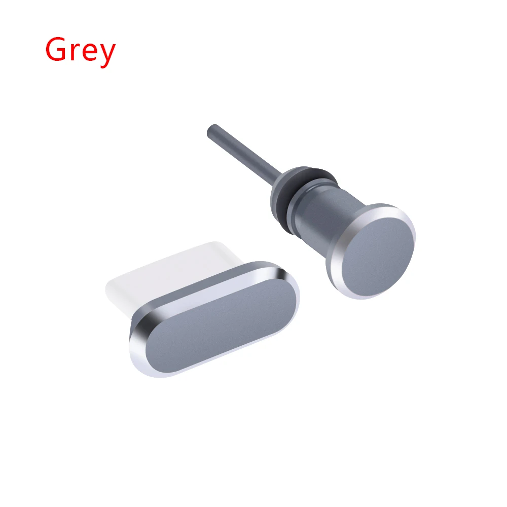 grey Хит, заглушка для наушников, с металлическим разъемом для зарядки, с разъемом типа C, с защитой от пыли, 3,5 мм, разъем для наушников, пылезащитная заглушка для samsung S10 Macbook, разъем для sim-карты - Цвет: grey