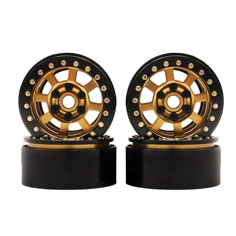 

FBIL-4PCS Metal Alloy Gold 1.9 Wheel Rim Wheel Hub for 1/10 RC Crawler Car Axial SCX10 90046 D90 TF2