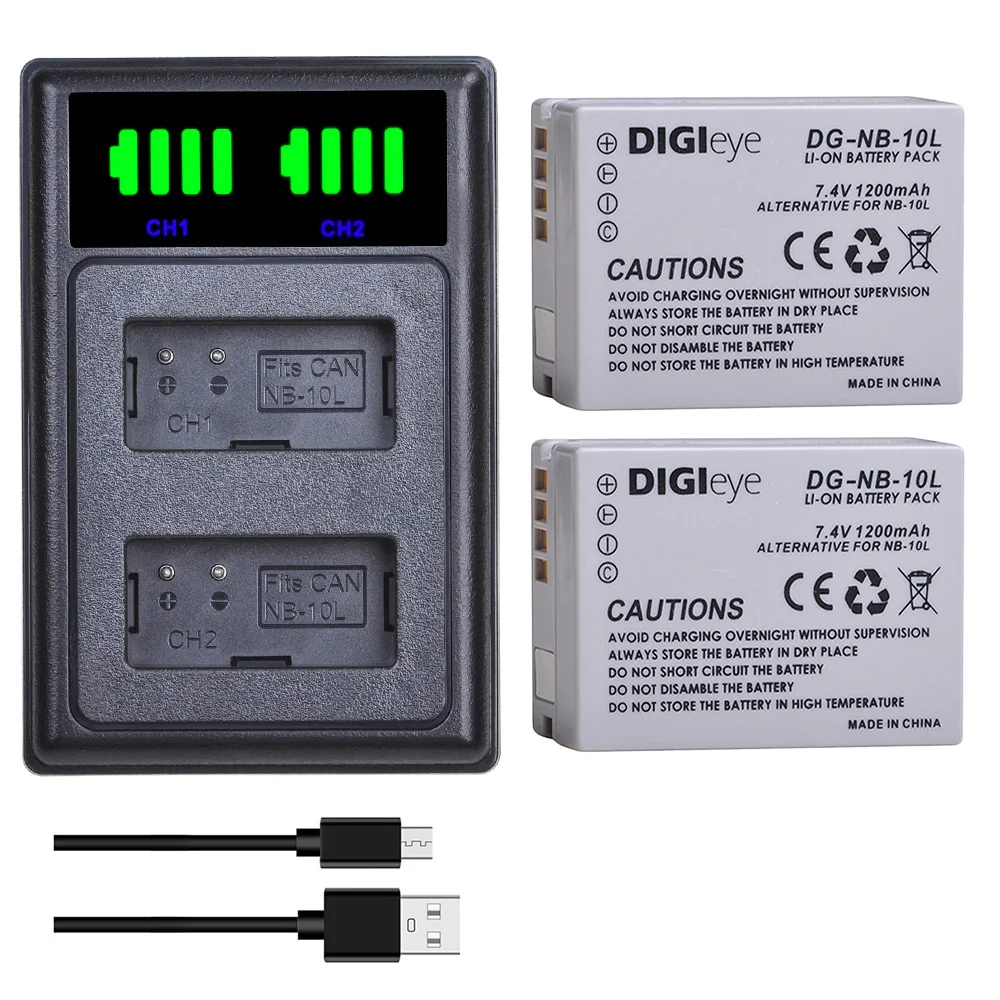 2 шт. светодиодный аккумулятор NB10L NB 10L с двойным USB зарядным устройством Type C для