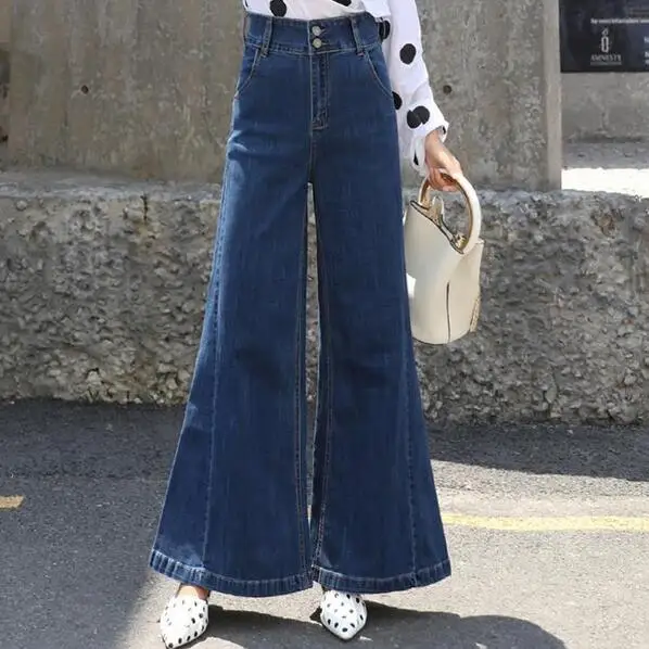 Джинсы для женщин Свободные Pantalones Mujer Cintura Alta Широкие штаны Palazzo Брюки уличные