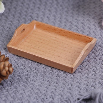 

1/12 Dollhouse Miniature Wooden Plate Simulation Tray Model