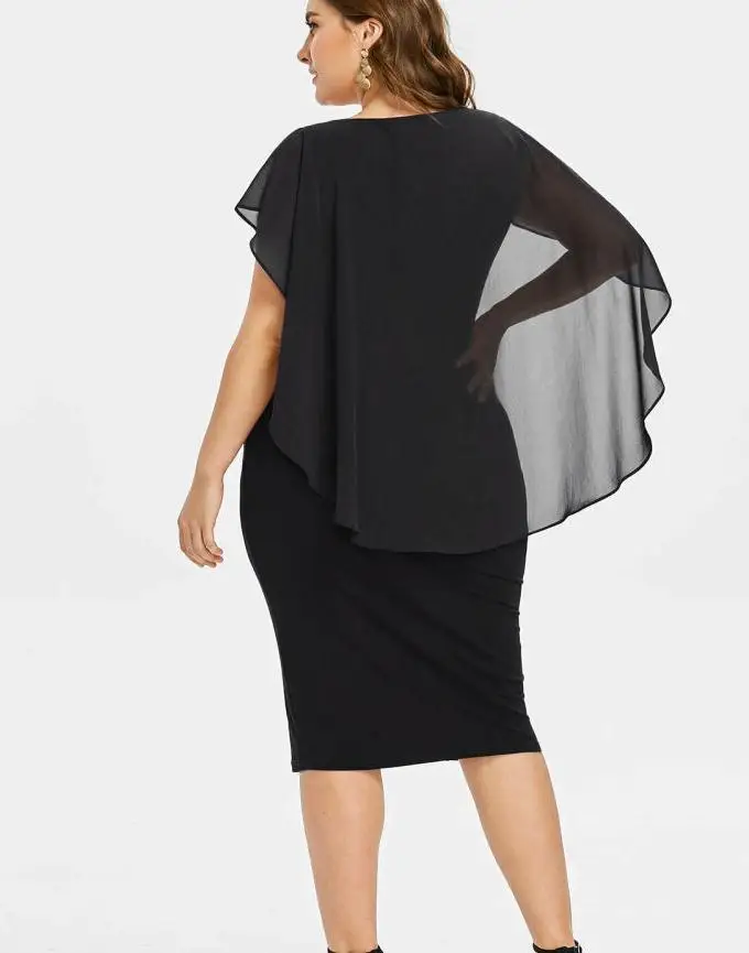 5xl шифоновая блузка пикантные вечерние Ночное платье размера плюс платье на весну и лето, вечернее облегающее платье, большие размеры для женщин, платье для офиса, работы большой vestidos