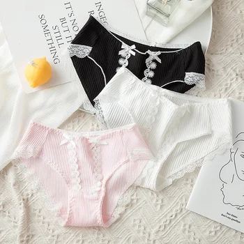 

3PCS/lot Sexy cotton Panties Soft Briefs Women Underwear Ladies Panty Transparent Underpants Lingerie Intimates TWY 1947