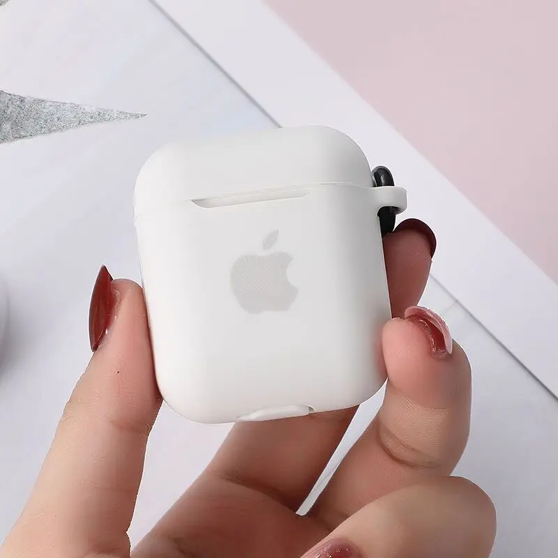 Для Apple AirPods 2 1 Аксессуары для наушников Мягкий чехол милый силиконовый чехол с логотипом с крючками