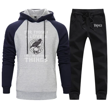 

Male Vikings Vintage Printing A Set Of Clothes 2020 Winter Autumn Fleece Hoodies Long Sleeve Tracksuits Man Harajuku Hooded Tops