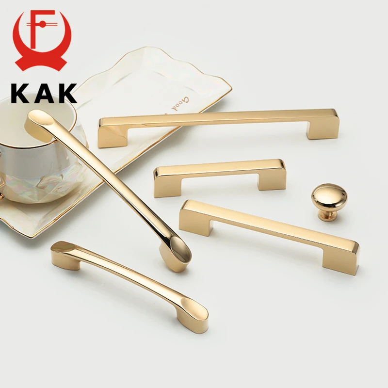 Яркая Золотая кухонная ручка KAK роскошные модные ручки для шкафа и Дверных шкафов