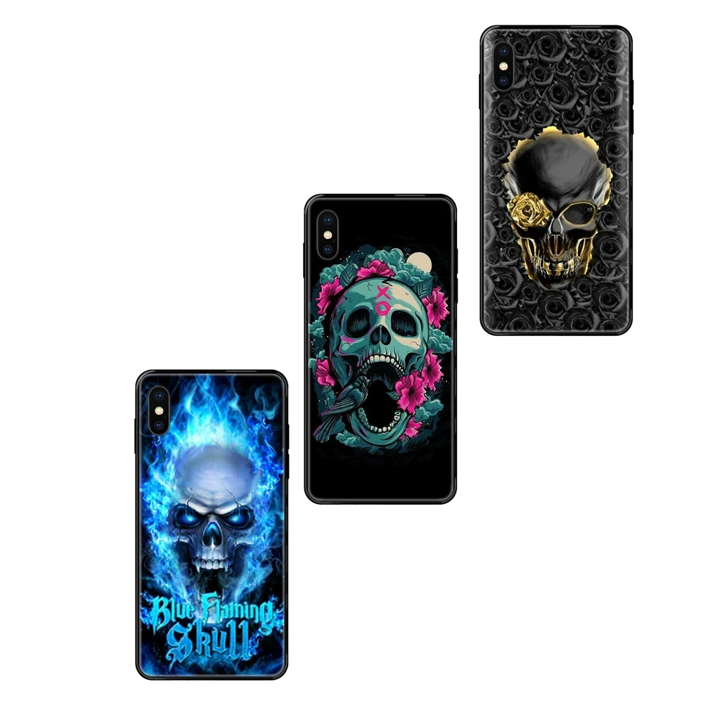 Black Soft TPU Protective Cover Case Design The Skull Skeleton Pattern Nice For Galaxy A70 A71 A70E A5 A6 A7 A8 A10 A10S A20 | Мобильные