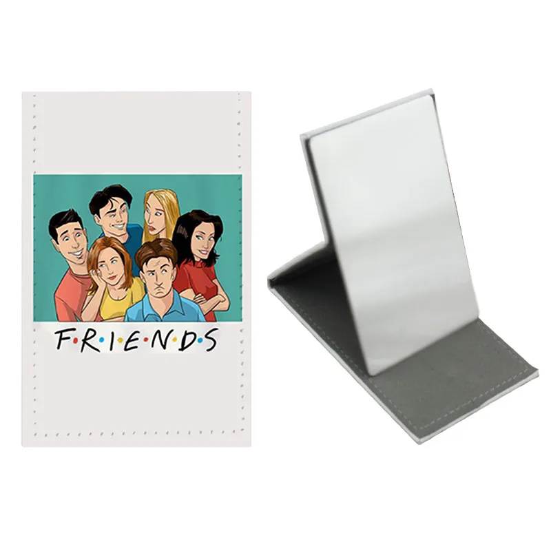 

JWEIJIAO Women Makeup Mirror Stainless Steel Desktop Mirror Friends TV Show Folding Leather Portable Mirror gift for mother FR68