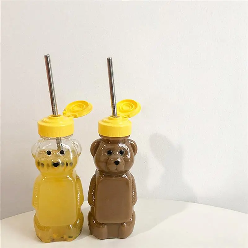 84pcs 240ml Plastic Squeeze Condiment Bottles Bear Shape Honey Sauce Mustard Jam Dispenser