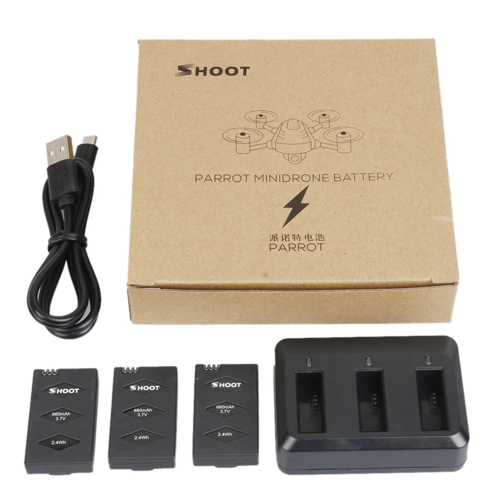 

3 шт. 3,7 в 600 мАч 20C Li-po Parrot MiniDrone аккумулятор 1 шт. зарядное устройство для попугая Mini Drone Jump Sumo Swing Mambo Rolling Spider