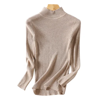 

2019 Autumn Winter Turtleneck Pullovers Sweaters Primer Shirt Long Sleeve Short Korean Slim-Fit Tight Sweater