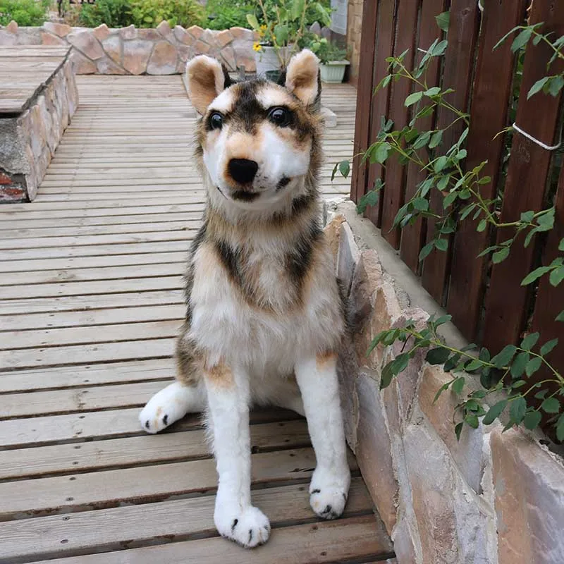 simulation animal wolf plush toy sled dog realistic wolf Doll creative deco for children girl Xmas birthday gift  74cm DY50771 (6)