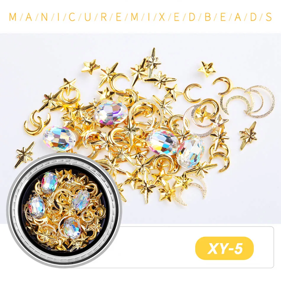 012-05 ROHWXY, 3D дизайн ногтей, сплав, драгоценный камень, ювелирные изделия, стразы, камень для ногтей, акрил, 3d украшение ногтей, алмазный сплав - Цвет: 012-05