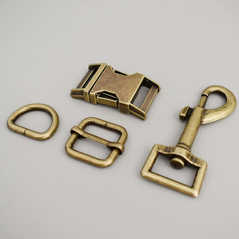 50 Set Metal Buckle Adjust （Metal Buckle+Adjust Buckle+D Ring+Metal Dog Clasp/Set) Leash Harness Dee Rings 20mm Bag Parts | Дом и сад