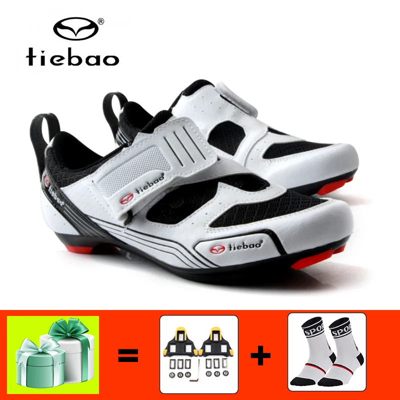 TIEBAO zapatos ciclismo велосипедная обувь велосипед дорожный обувь велосипедная обувь для верховой езды spd бутсы sapatos sapatilha ciclismo - Цвет: 1691 W and cleats