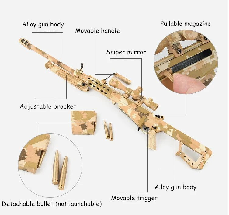 1: 4 военный спецназ сплав сборка моделирование пистолет Барретт снайперская винтовка модель армии фигурки оружие Модель игрушки