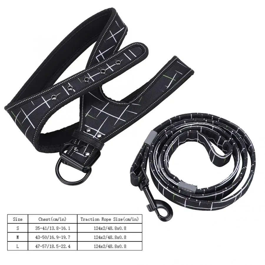 Pet Dog Leash Set Comfortable Lining Reflective Covered Edge Explosion-proof Rushed Pet Dog Harness Traction Leash Pulling