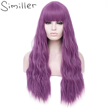 

Similler Women Cosplay Synthetic Wigs Long Kinky Straight Heat Resistance Fiber Hair Wig with Bangs for Ball Halloween