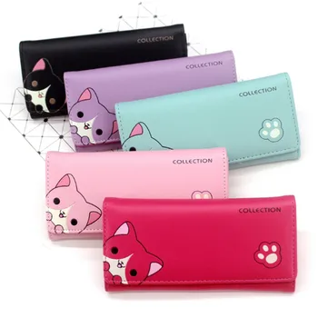 

Fashion Cute Long Wallet Women Pu Leather Cartoon Dog Print Bags For Lady Clutch Phone Case Puppy Zipper Card Holder Lady Purses