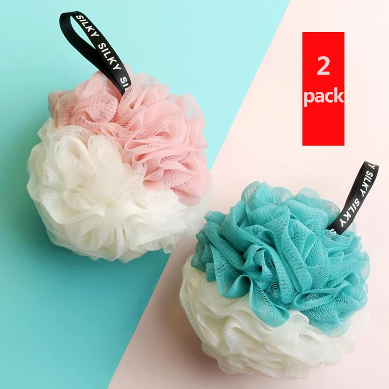 ZhangJi 2 pcs Bath Sponge Mesh Shower Body Clean Bathroom Large Pouf foaming rich Exfoliation friction Cleanse Soothe Skin | Дом и сад
