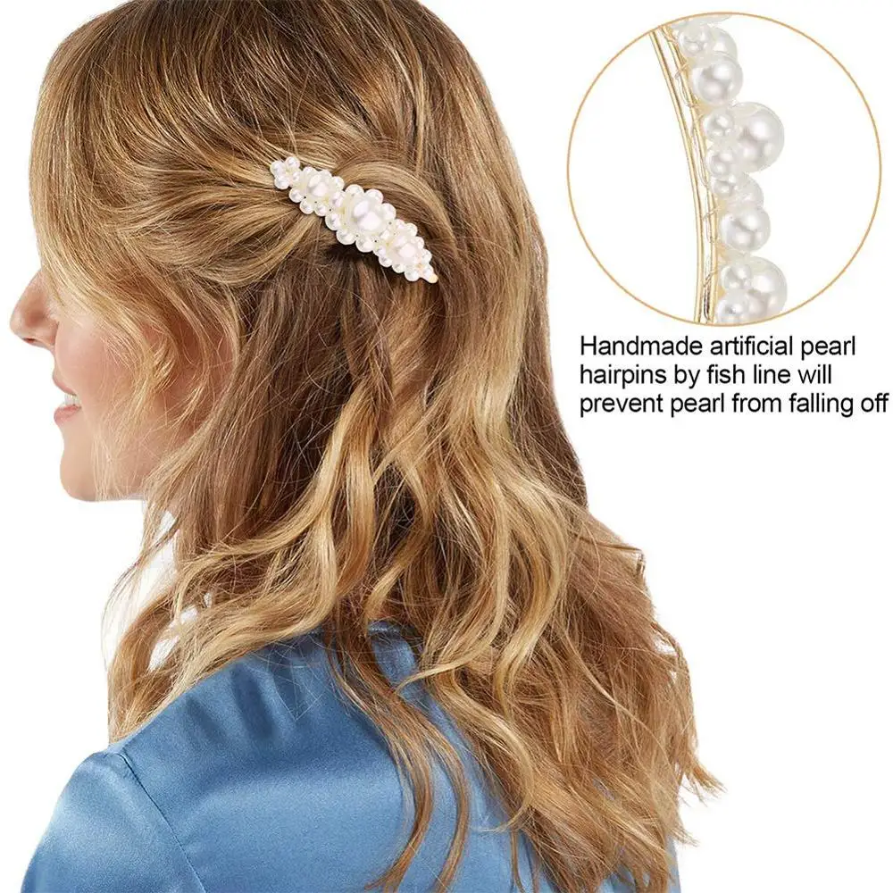 Женские заколки для волос с жемчугом пряжки в Корейском стиле аксессуары девушек