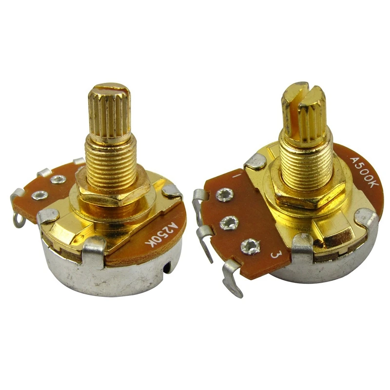 

20Pcs Guitar Full Size Pots A250K/A500K L18mm Shaft Audio Volume Taper Potentiometers for Electric Guitar Bass Parts