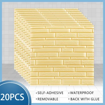 

3D Wall Stickers 20PCS Bedroom Decor Waterproof Self-adhesive Foam Wallpaper For Living Room Kitchen TV Backdrop
